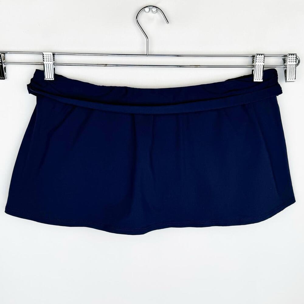 Lauren Ralph Lauren Navy Blue Stretch Shirred Waist Skirt Bikini Bottom Sz 12 - Picture 2 of 10